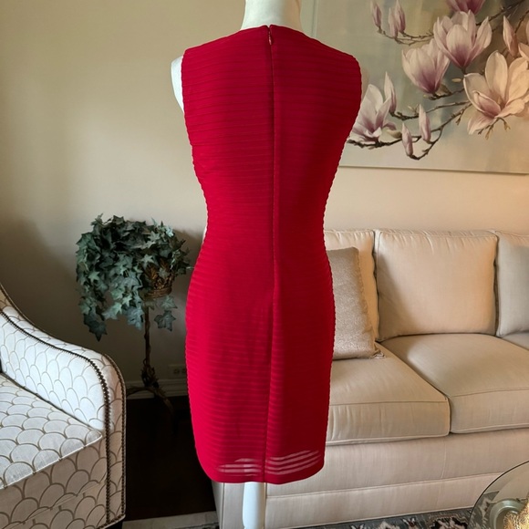 Calvin Klein Red Sleeveless Bandage Sheath Dress - Picture 6 of 16